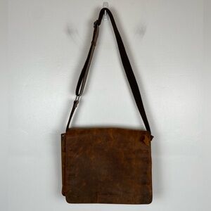 Antonio Valeria Men's Messenger Bag Distressed Cognac Brown Office Business